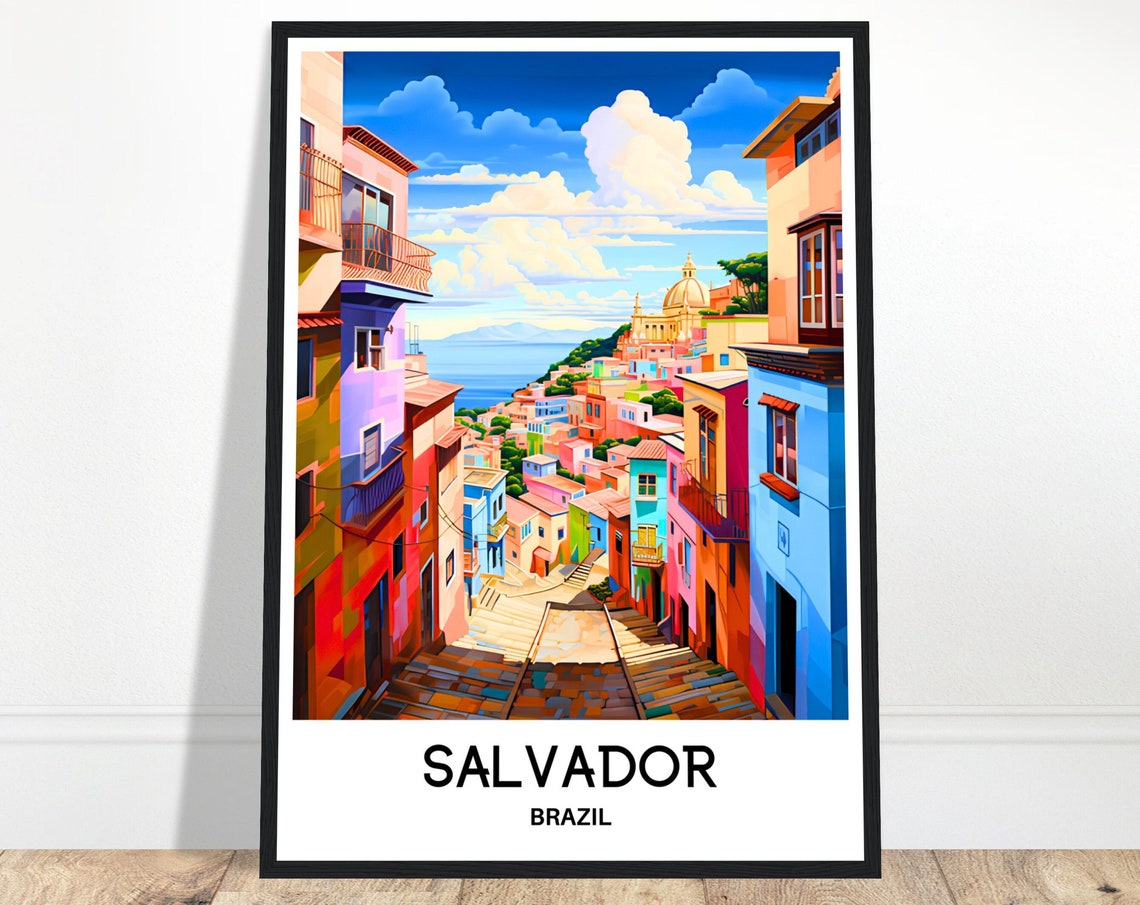 Salvador Travel Print Salvador Poster Brazilian Art Print Brazil Lover Gift Wall Hanging Art Home Office Decor Salvador Illustration
