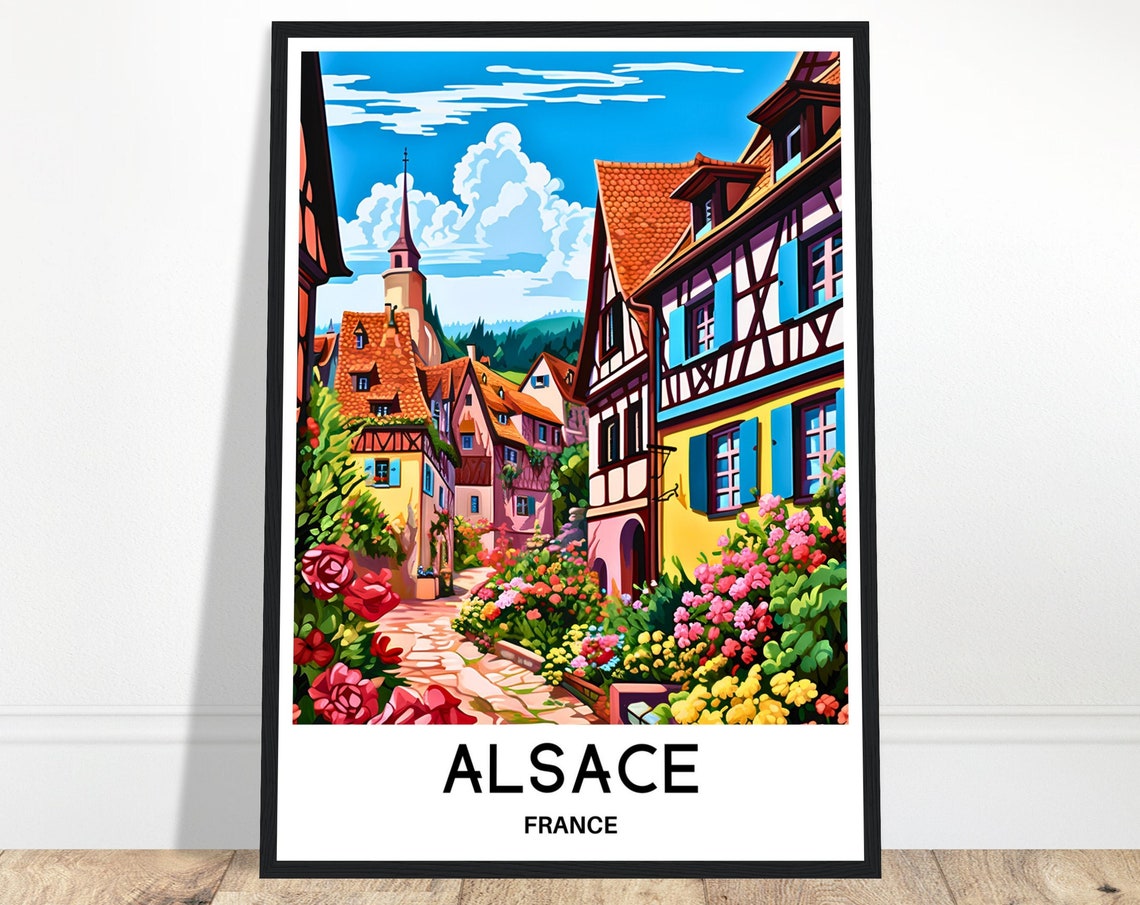 Alsace Travel Print Alsace Poster French Art Print France Lover Gift Wall Hanging Art Home Office Desk Decor Alsace Region Illustration