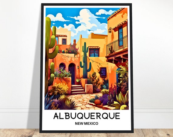 Albuquerque Travel Print Poster Art New Mexico Lover Gift Wall Hanging City Illustration Home Decor