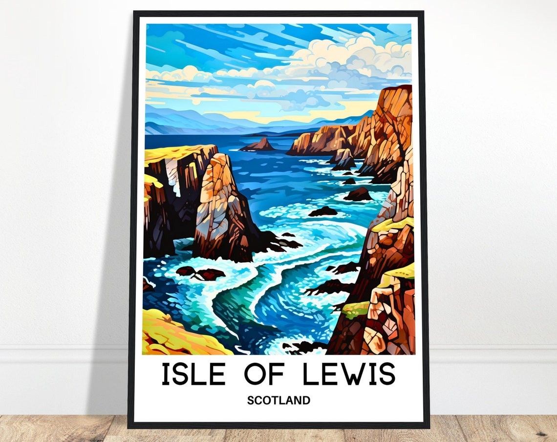 Isle Of Lewis Travel Print Isle Of Lewis Poster Scottish Art Print Scotland Lover Gift Wall Hanging Home Decor Isle Of Lewis Illustration