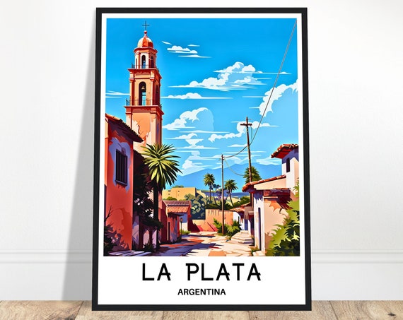 La Plata Travel Print Poster Argentinian Art Argentina Lover Gift Wall Hanging Home Office Decor Illustration