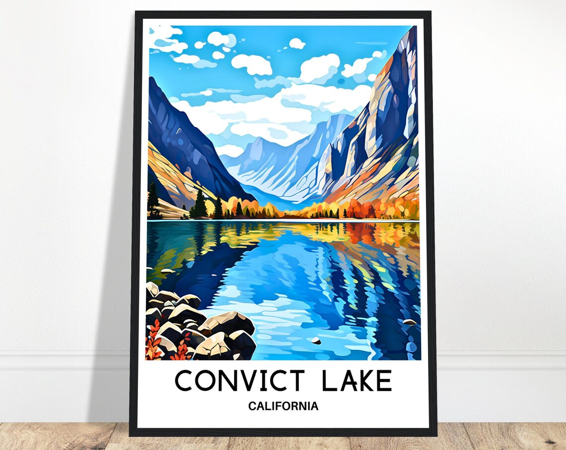 Convict Lake California Alpine Reflection Vintage Travel Poster