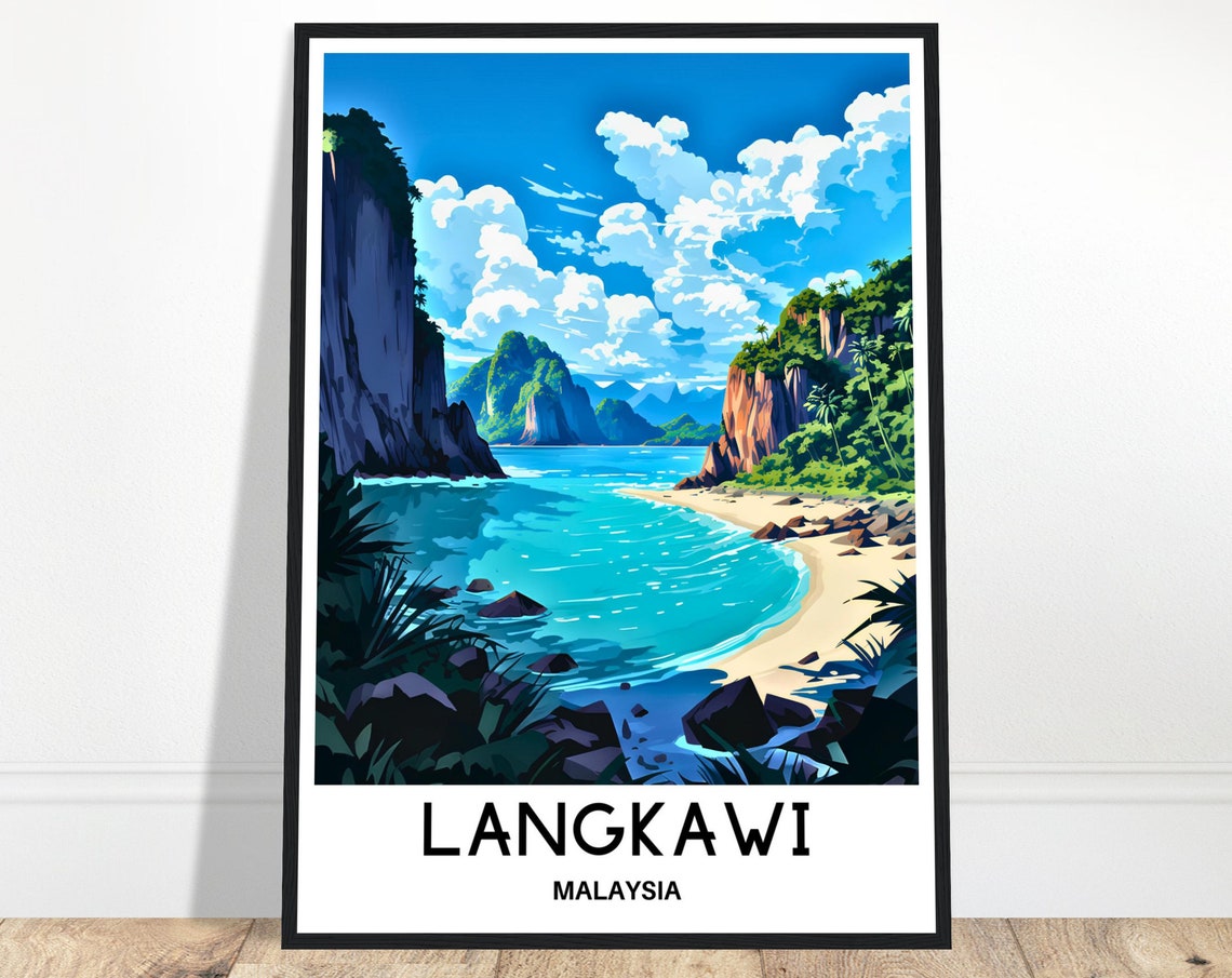 Langkawi Malaysia Turquoise Cove Limestone Cliffs Beach Poster