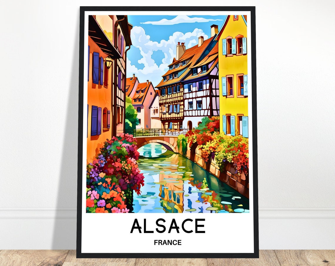 Alsace Travel Print Alsace Poster French Art Print France Lover Gift Wall Hanging Art Home Office Desk Decor Alsace Region Illustration