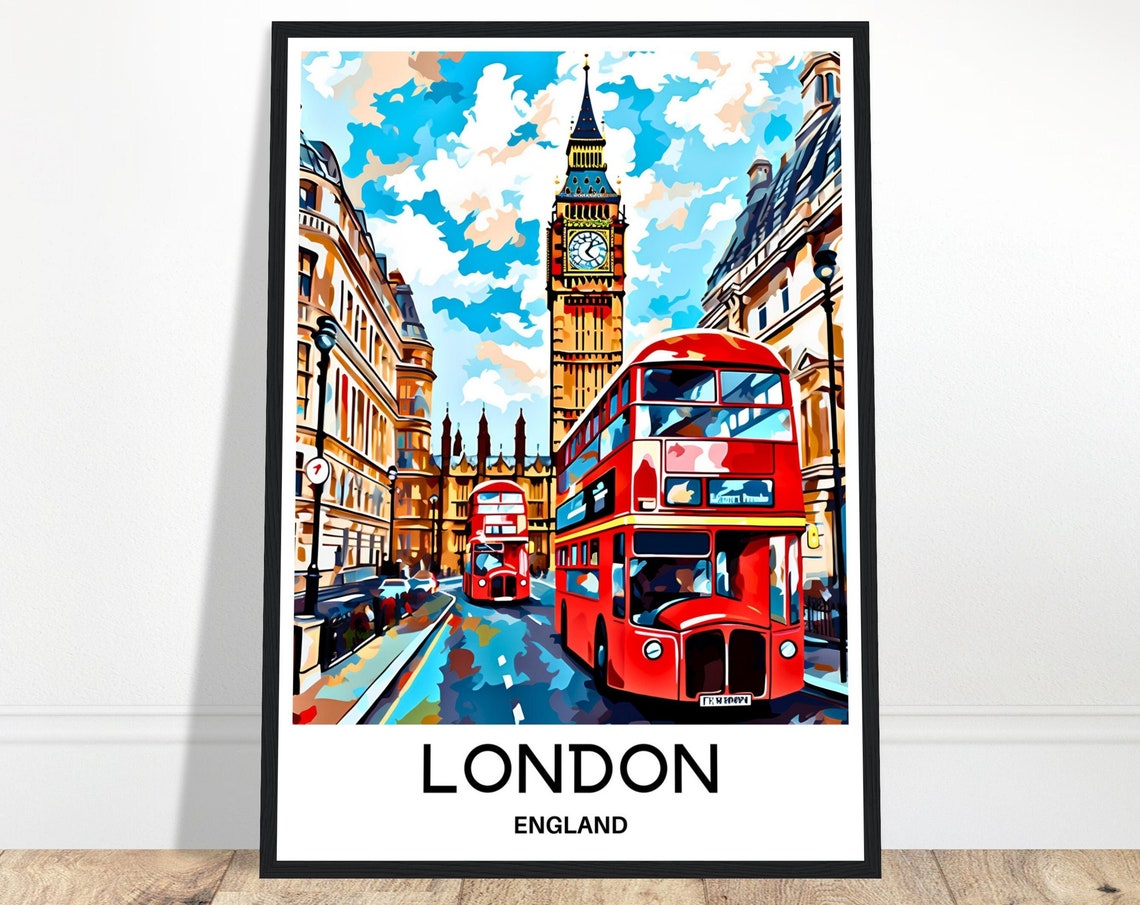 London Travel Print London Poster English Art Print England Lover Gift Wall Hanging Art London City Illustration Home Office Decor