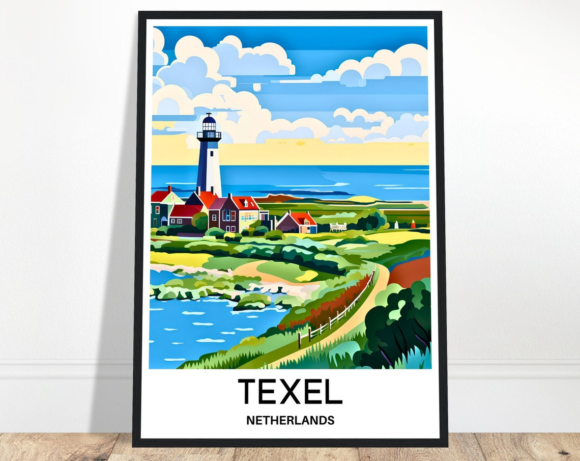 Texel Netherlands Lighthouse Coastal Village Dunes View Poster