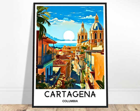 Cartagena Colombia Sunset Over Cathedral Domes Old Town Poster