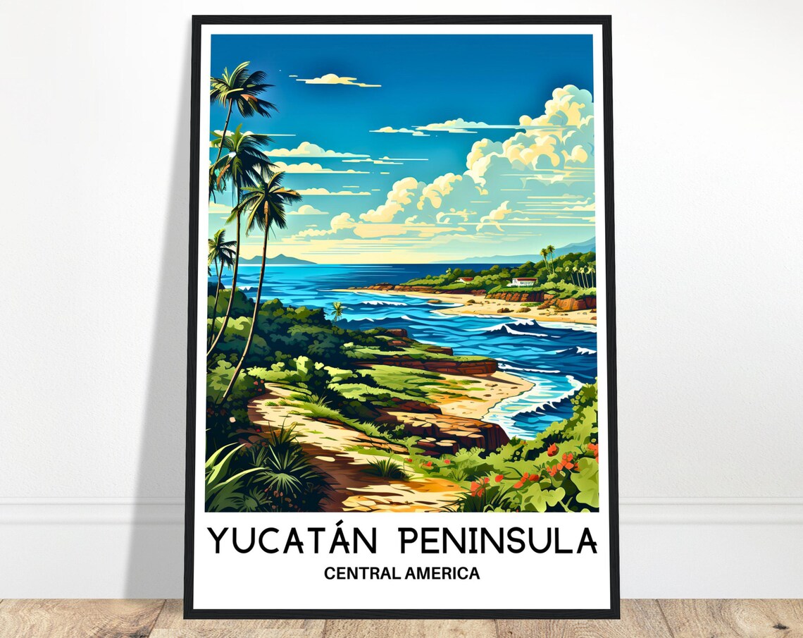 Yucatan Peninsula Tropical Coast Palm Trees Beach Cove Poster