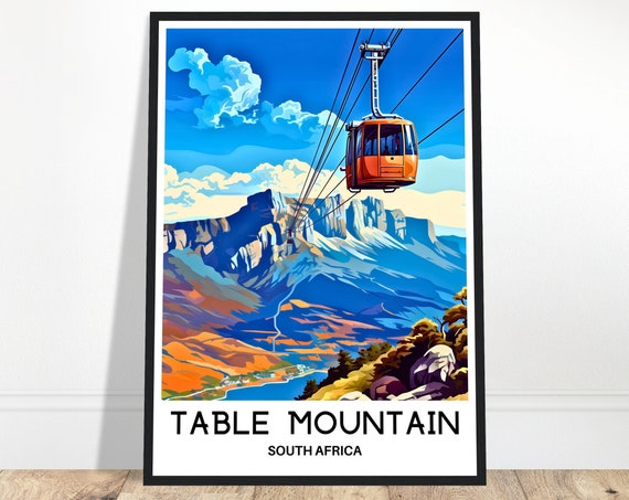 Table Mountain Travel Print Poster South African Art Africa Lover Gift Wall Hanging Illustration Home Decor