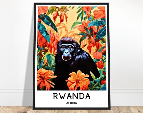 Rwanda Travel Print Rwanda Poster African Art Print Africa Lover Gift Wall Hanging Art Home Office Decor Rwanda Illustration