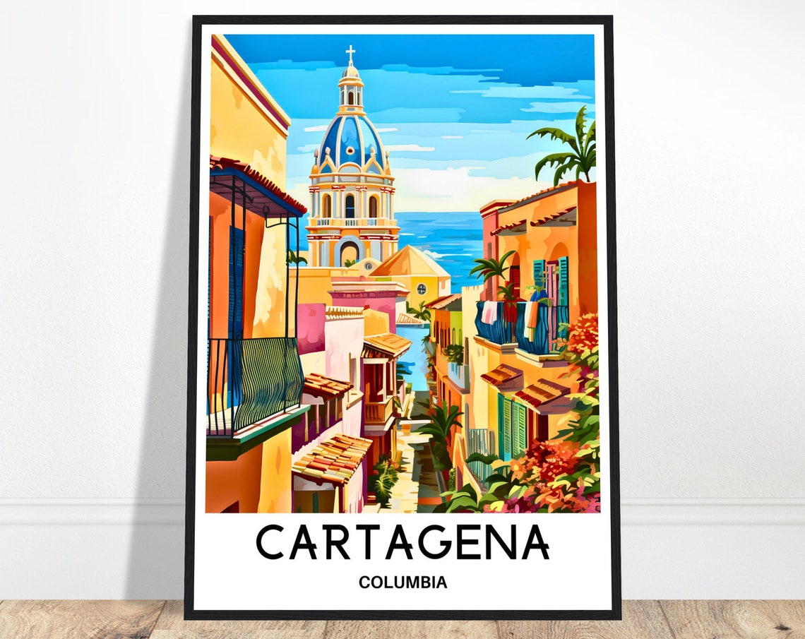 Cartagena Travel Print Cartagena Poster Colombian Art Print Colombia Lover Gift Wall Hanging Art Home Decor Cartagena City Illustration