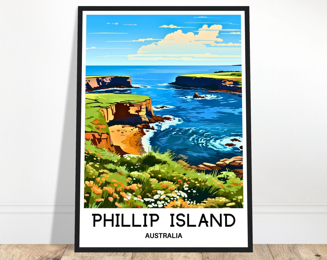 Phillip Island Australia Rugged Coastal Cliffs Ocean Travel Poster