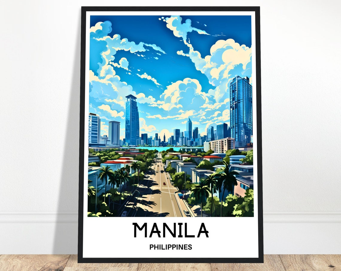 Manila Philippines Modern Skyline Towers City Travel Art Poster