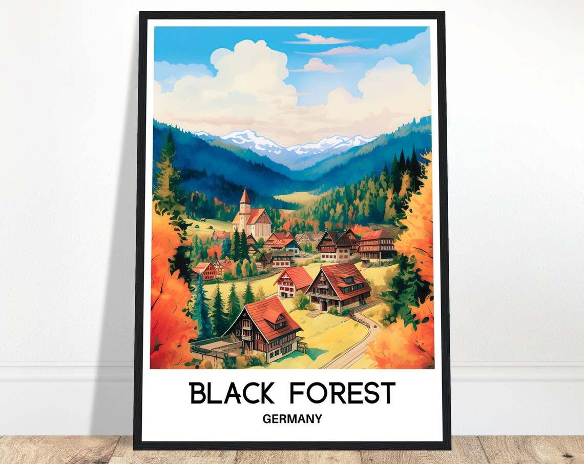 Black Forest Watercolor Travel Poster, Germany