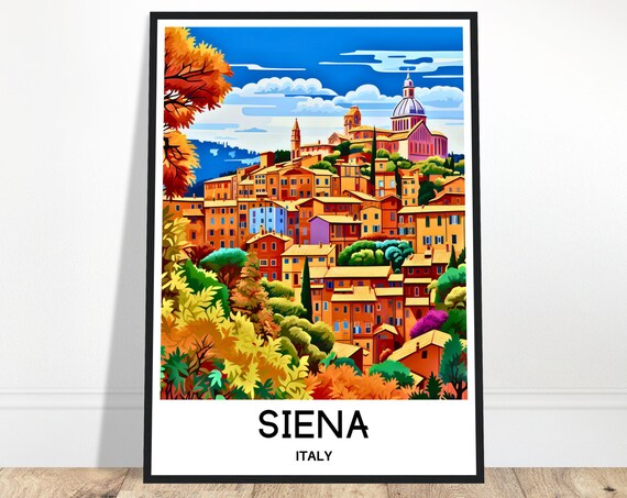 Siena Travel Print Poster Italian Art Italy Lover Gift Wall Hanging Home Office Desk Decor City Illustration