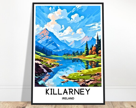 Killarney Travel Print National Park Poster Irish Art Ireland Lover Gift Wall Hanging Illustration Home Decor