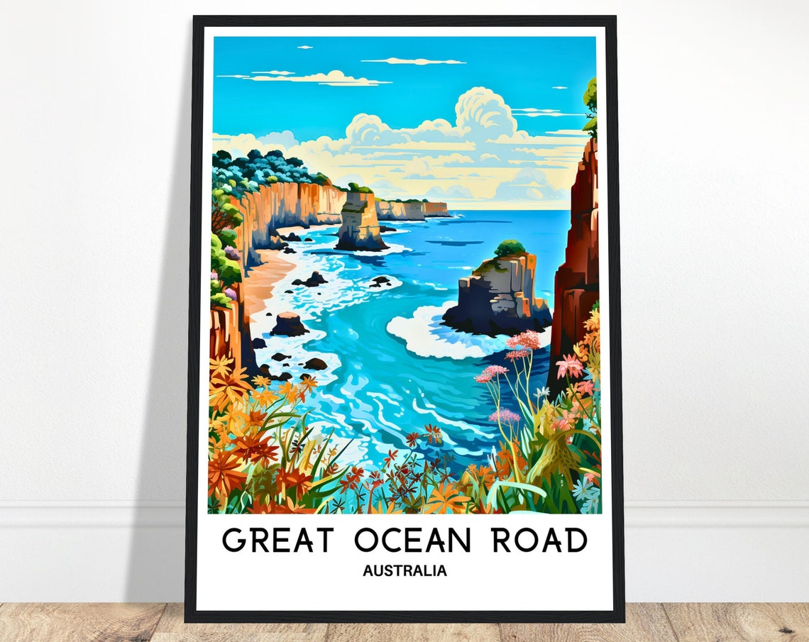 Great Ocean Road Australia Cliffs Turquoise Sea Coastal Travel Poster