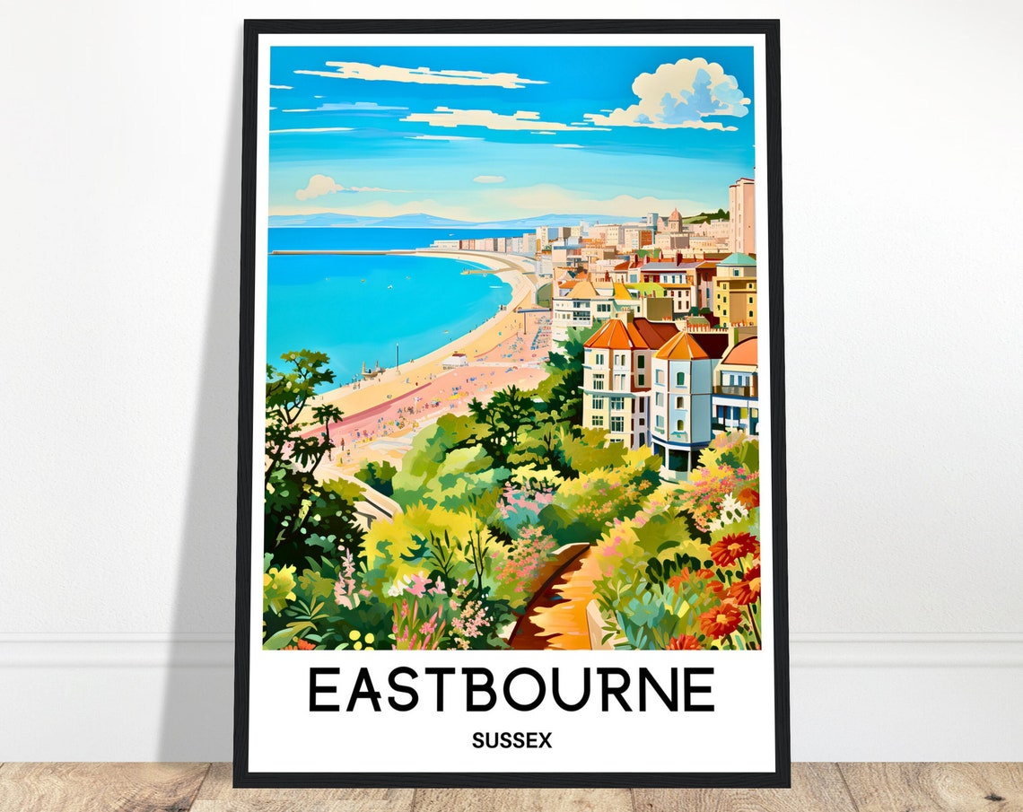 Eastbourne Travel Print Eastbourne Poster English Art Print England Lover Gift Wall Hanging Art Illustration Sussex Home Office Decor