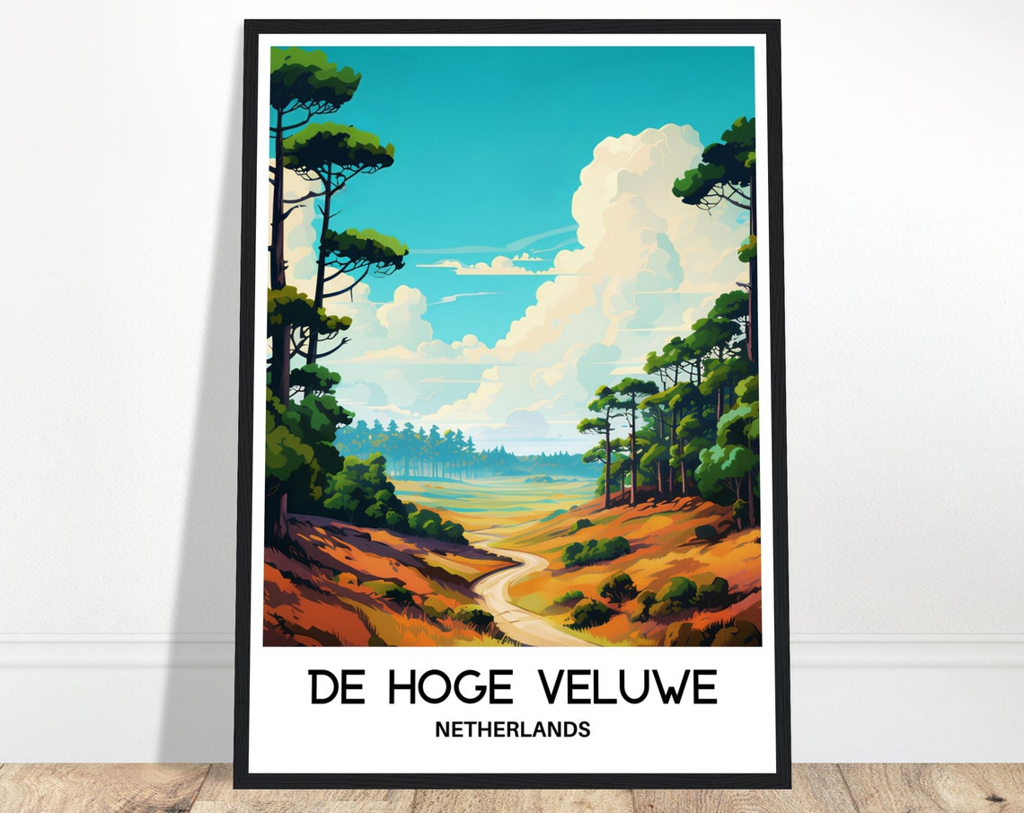 De Hoge Veluwe Netherlands National Park Forest Path Travel Poster