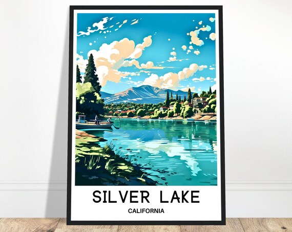 Silver Lake Travel Print Poster Art Lover Gift Wall Hanging Illustration Home Office Decor
