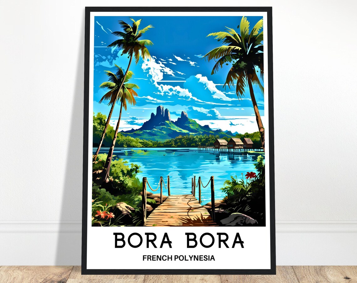 Bora Bora Travel Poster, French Polynesia Art Print