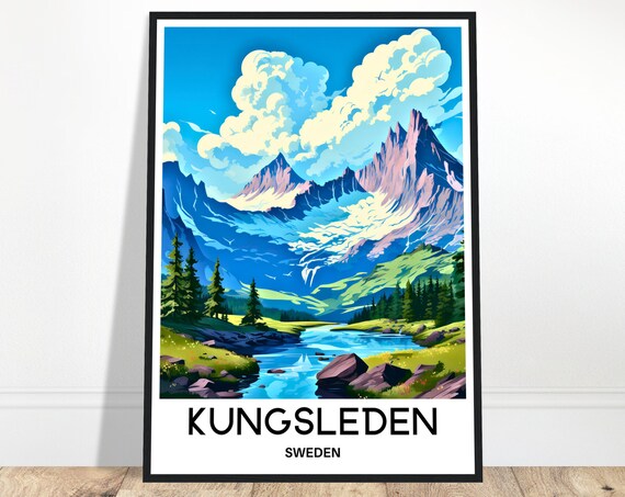 Kungsleden Travel Print Poster Swedish Art Sweden Lover Gift Wall Hanging Home Office Decor Illustration