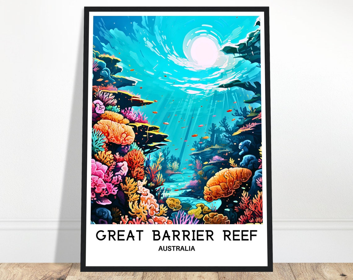 Great Barrier Reef Underwater Coral Reef Sunlight Art Poster
