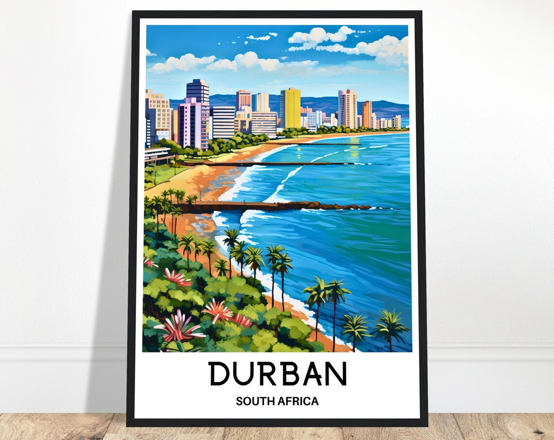 Durban Travel Poster, South African Art Print