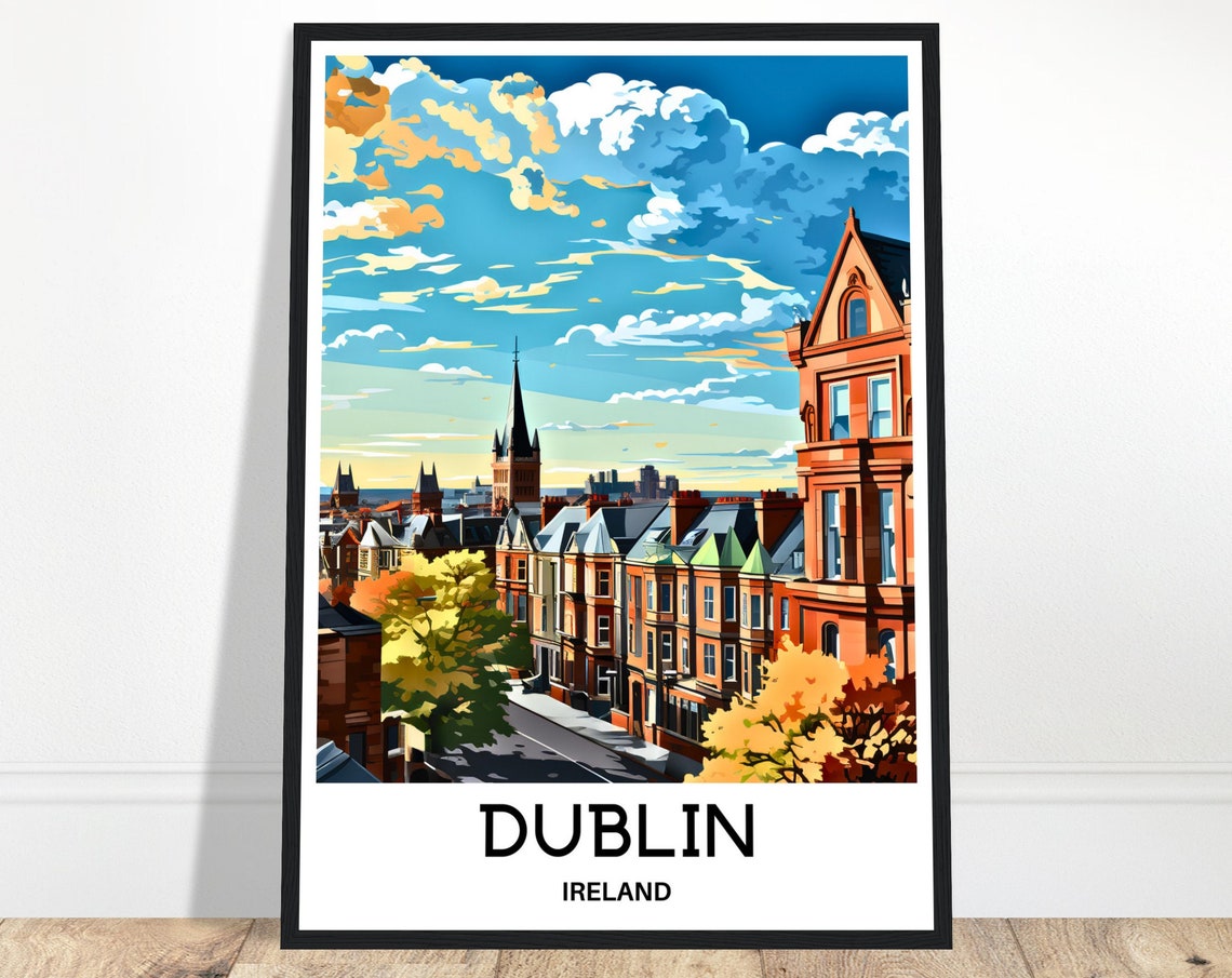 Dublin Ireland Historic Georgian Streets Autumn Travel Poster