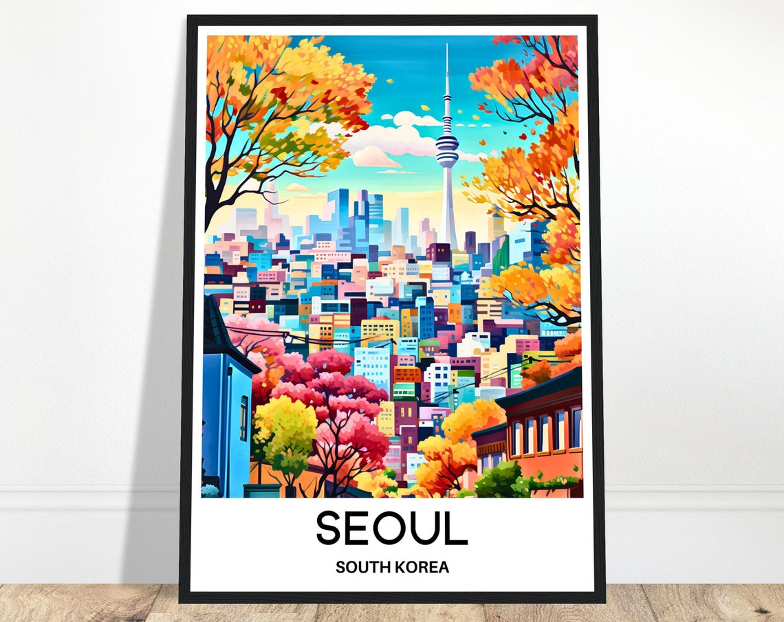Seoul Travel Print Seoul Poster Korean Art Print South Korea Lover Gift Wall Hanging Art Home Office Decor Seoul City Illustration