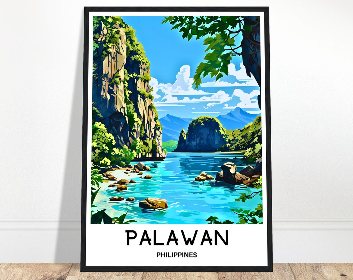 Palawan Limestone Cliffs Turquoise Lagoon Philippines Poster
