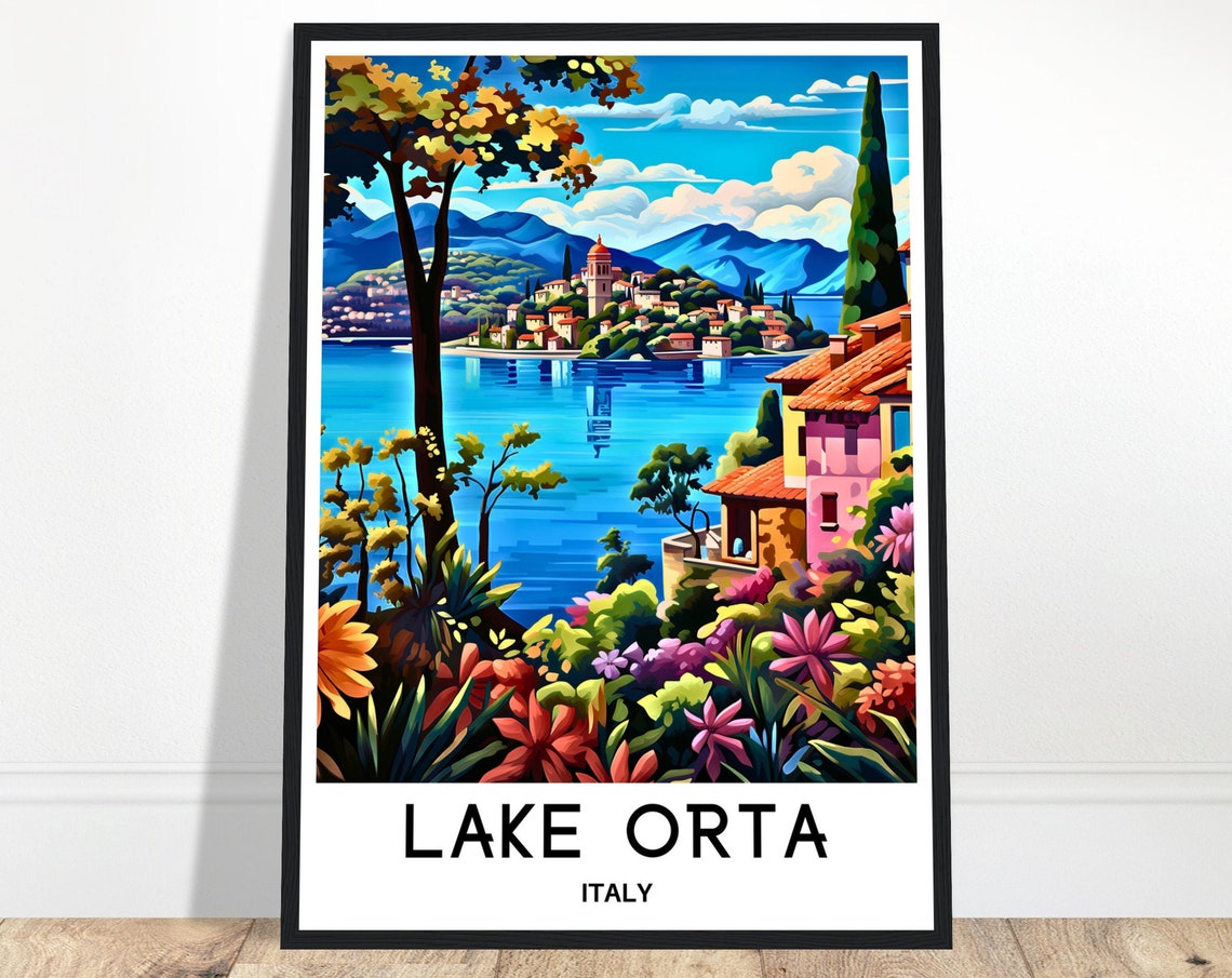 Lake Orta Orta San Giulio Island With Flowers Italy Scenic Poster