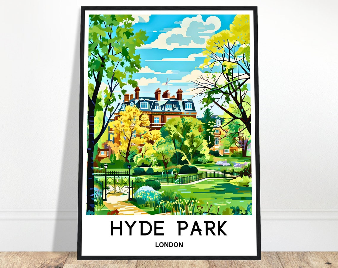 Hyde Park Leafy Garden Path Historic Building London England Poster
