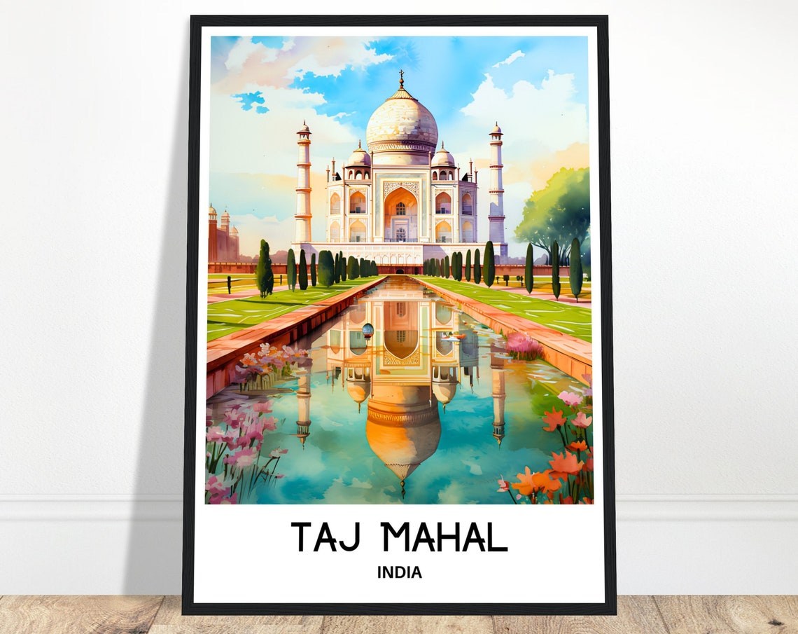 Taj Mahal Watercolor Print Taj Mahal Travel Poster Indian Art Print India Lover Gift Taj Mahal Watercolour Painting Illustration