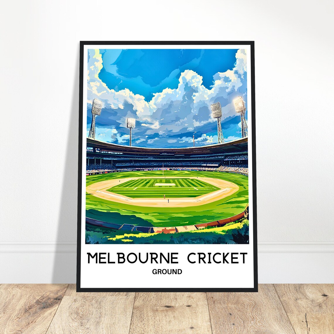 Melbourne Cricket Ground Stadium Floodlights Match Day Sports Poster