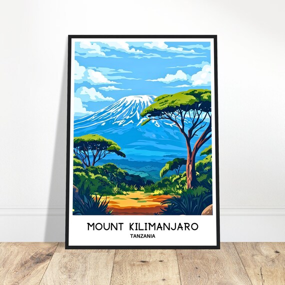 Mount Kilimanjaro Tanzania Safari Plains Landscape Travel Poster