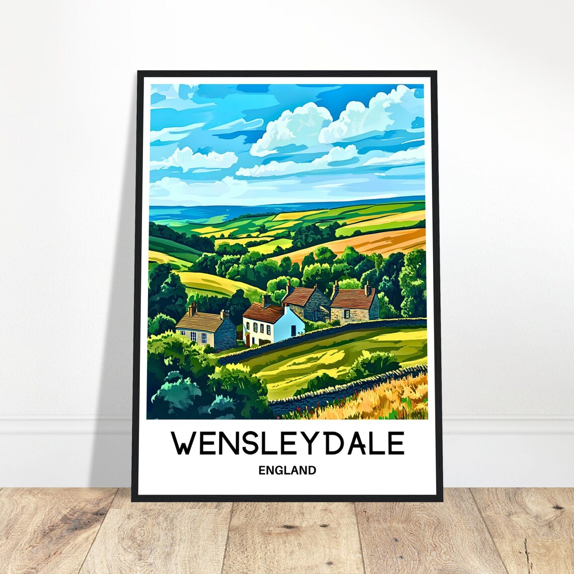 Wensleydale Yorkshire Dales Rolling Hills Countryside Travel Poster