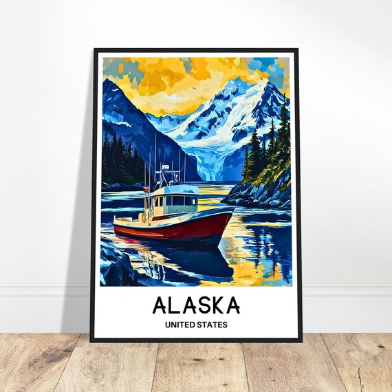 Alaska Travel Print Poster Art Lover Gift Wall Hanging Illustration Home Office Desk Decor