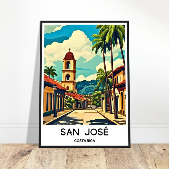 San Jose Travel Print Poster Costa Rican Art Rica Lover Gift Wall Hanging City Illustration Home Decor
