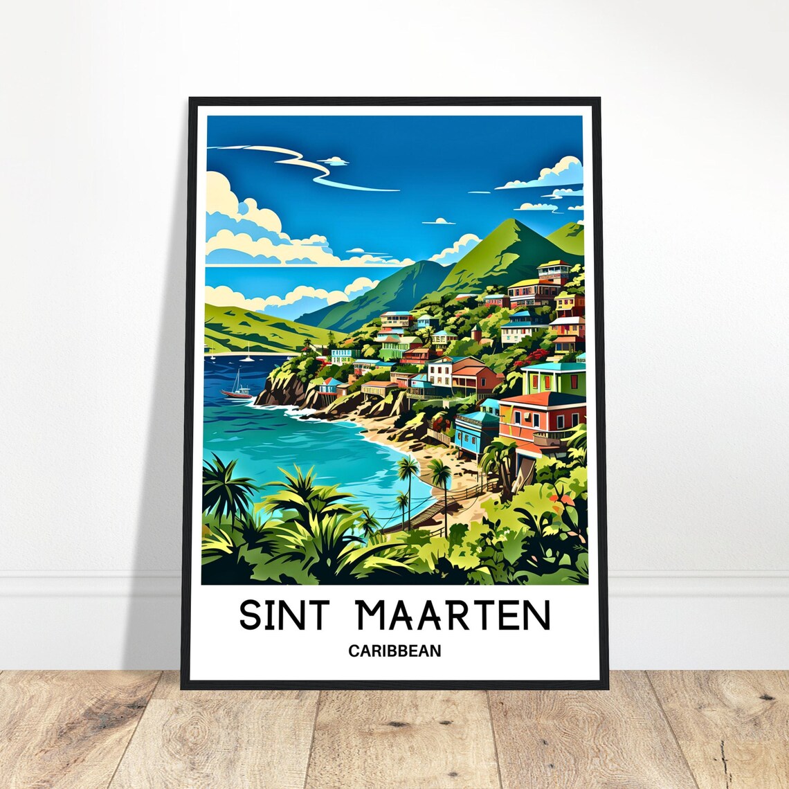 Sint Maarten Caribbean Colorful Coastal Town And Harbor Poster