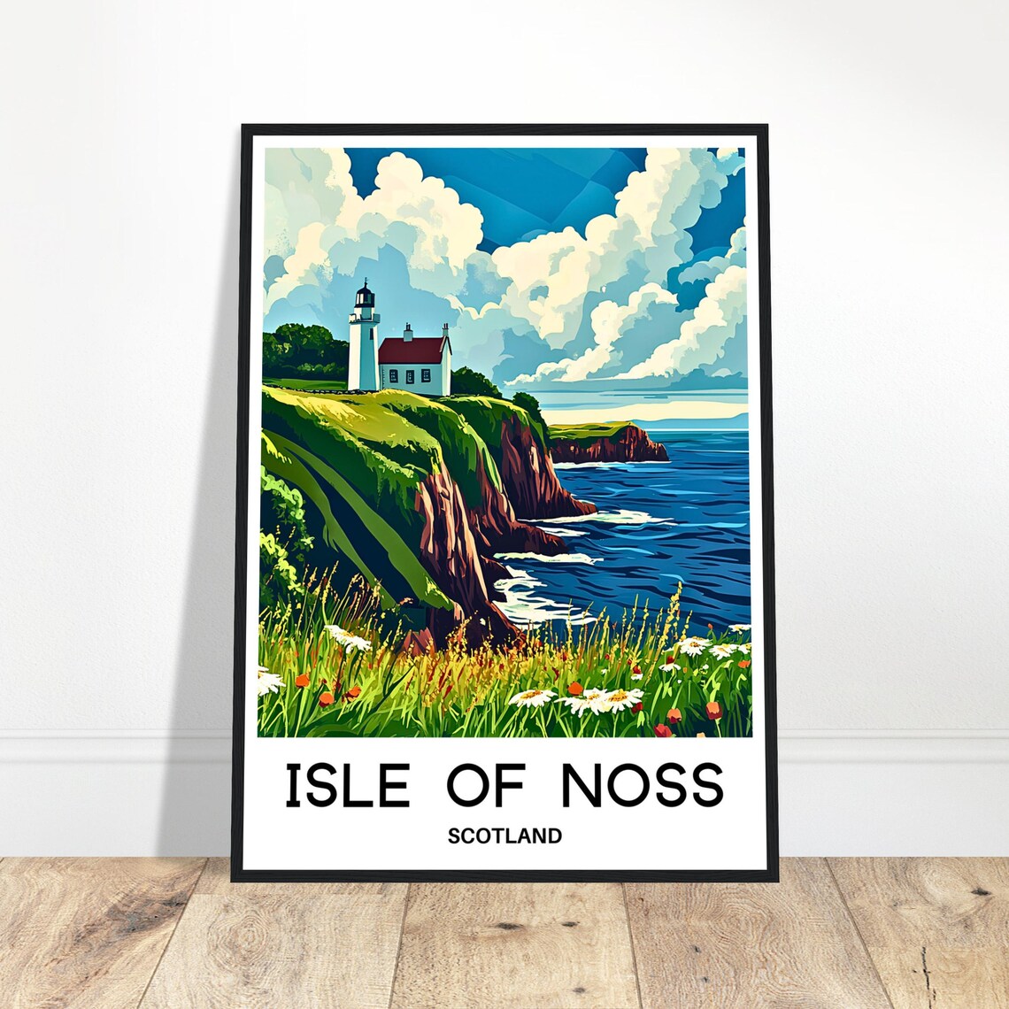 Isle Of Noss Travel Print Isle Of Noss Poster Scottish Art Print Scotland Lover Gift Wall Hanging Isle Of Noss Illustration Home Decor