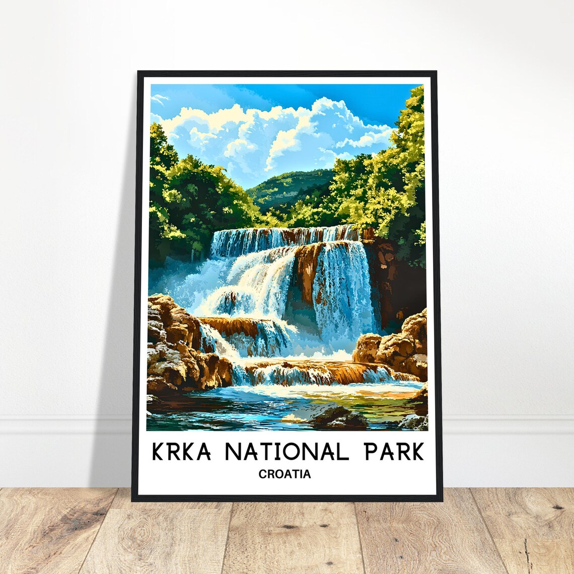 Krka National Park Croatia Waterfalls Vintage Travel Nature Art Poster