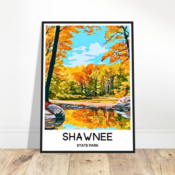 Shawnee State Park Ohio Fall Creek Golden Foliage Travel Poster