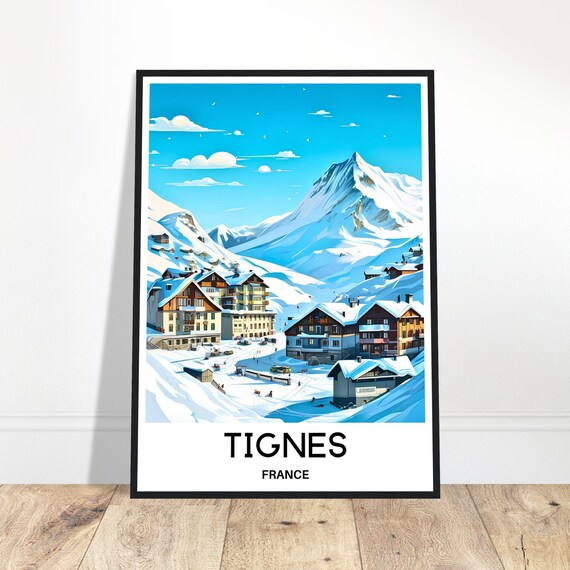 Tignes Travel Print Poster French Art France Lover Gift Wall Hanging Home Office Desk Room Decor Illustration