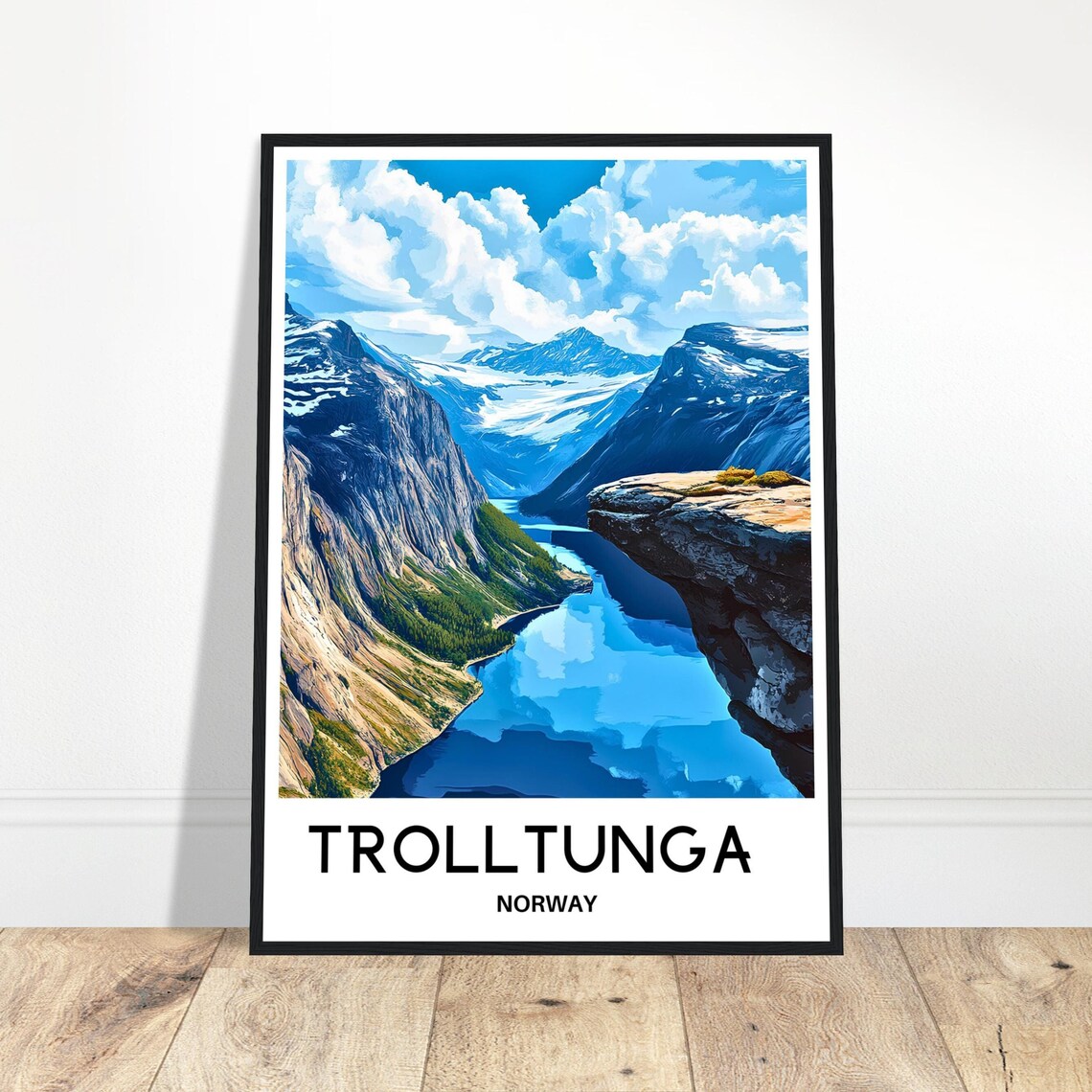 Trolltunga Norway Fjord Cliff Rock Formation Valley View Poster