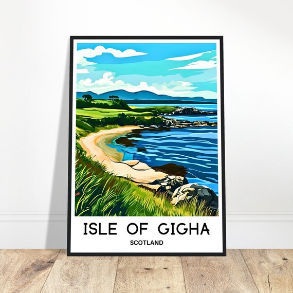 Isle Of Gigha Travel Print Poster Scottish Art Scotland Lover Gift Wall Hanging Illustration Home Office Room Desk Decor