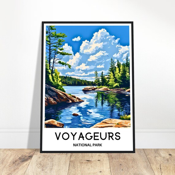 Voyageurs National Park Travel Print Poster Art Minnesota Lover Gift Wall Hanging Illustration