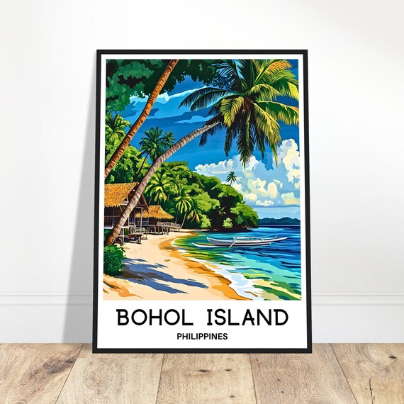 Bohol Island Travel Print Poster Philippines Art Lover Gift Wall Hanging Home Office Decor Illustration