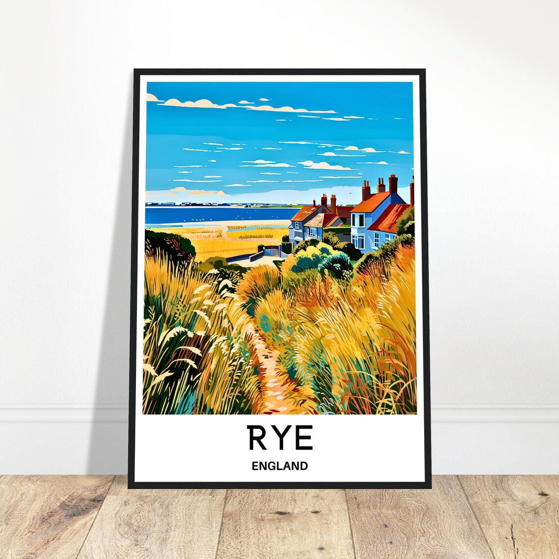 Rye England Golden Dune Path to Seaside Cottages View Poster