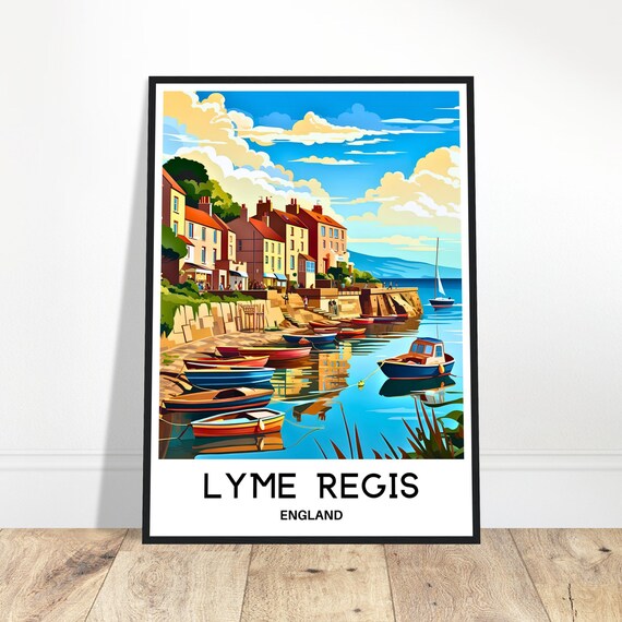 Lyme Regis Travel Print Poster English Art England Lover Gift Wall Hanging Home Office Decor Dorset Illustration
